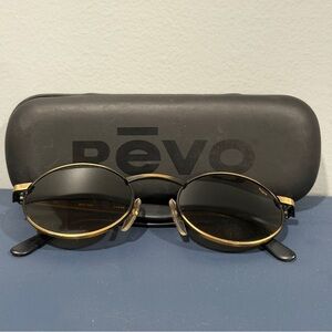 Revo 962/010 Vintage Round Sunglasses Japan Black Frame Brown Polarized Lenses